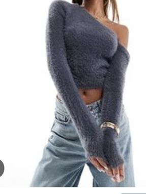 Edikted Charcoal Fuzzy Knit